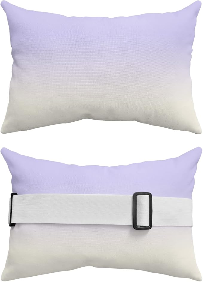 Outdoor Pillows Covers with Inserts Romantic Purple White Gradient Waterproof Recliner Pillow with Adjustable Strap Throw Pillows for Patio Furniture Pool Lounge Chair, 12x20 inch, 2PCS