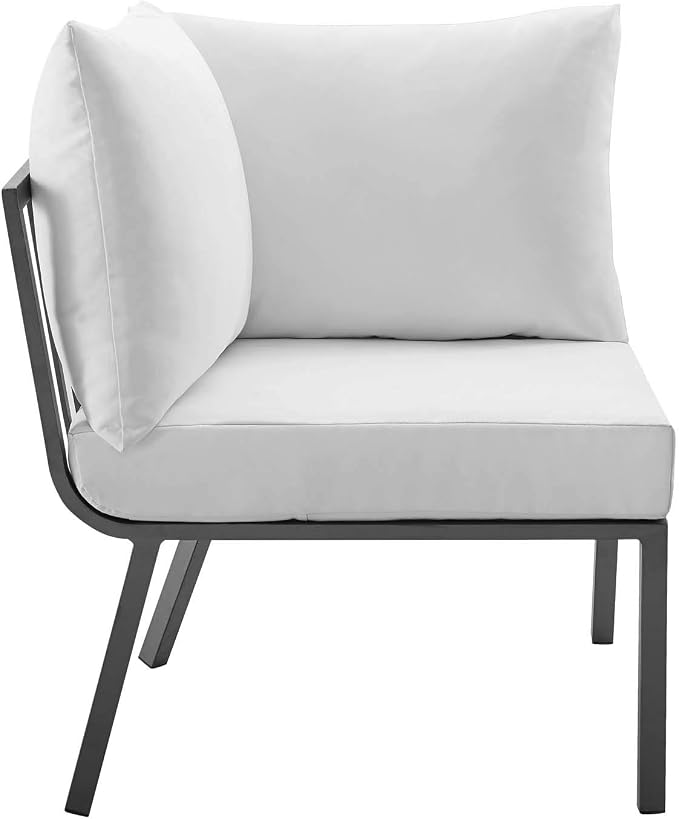 Modway Riverside 4 Piece Sectional Set with Armchair and Table, 61. 5" L x 114" w x 28" H, Gray White