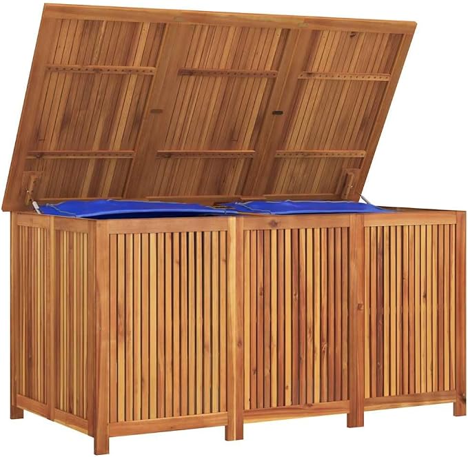Large Garden Storage Box, Solid Acacia Wood Deck Chest, Rectangular Patio Furniture for Outdoor Backyard Organization, 59.1 x 31.5 x 29.5 Inches