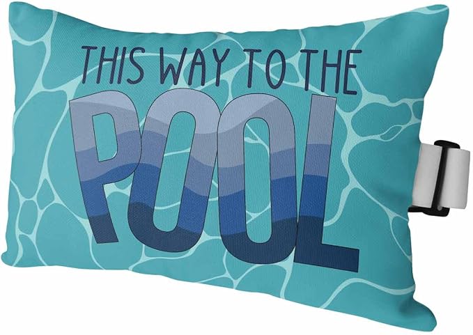Outdoor Pillows Covers with Inserts Summer Swimming Pool Ocean Waves Waterproof Recliner Pillow with Adjustable Strap Throw Pillows for Patio Furniture Pool Lounge Chair, 11x16 inch, 1PCS