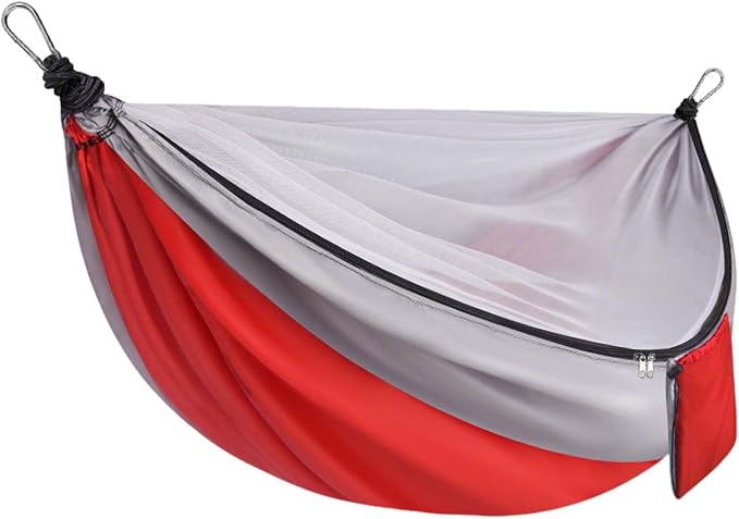 YSUEFIJO Travel Hammock with Mosquito Net, Hanging Hammock for Outdoor Adventures, Camping Hammock Perfect for Backpacking Or Patio, Foldable and Lightweight, Supports 250kg