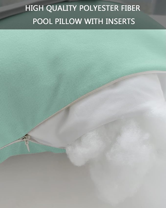 Outdoor Pillows Covers with Inserts Green and White Gradient Waterproof Recliner Pillow with Adjustable Strap Throw Pillows for Patio Furniture Pool Lounge Chair, 11x16 inch, 1PCS