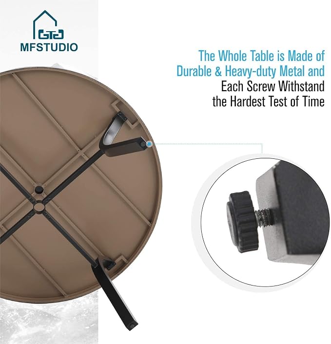 MFSTUDIO Outdoor Dining Set for 6, Round Patio Table and Chairs with Umbrella Hole, 7 Piece Patio Furniture Set with Swivel Chairs for Deck Backyard Garden