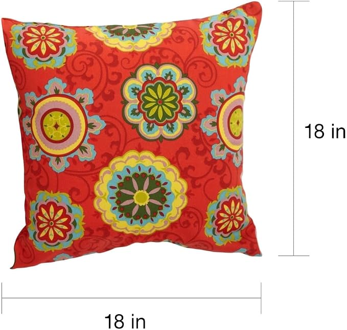 Blazing Needles All-Weather UV-Resistant Outdoor Knife Edge Pillows Set, Set of 2, 20", Haliwell Multicolor