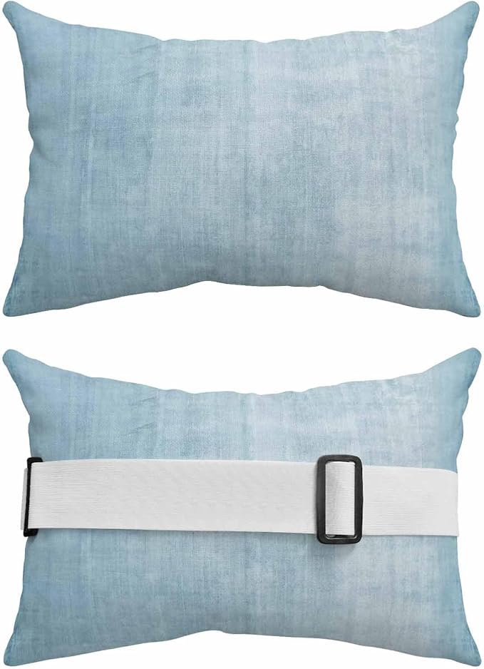 Outdoor Lumbar Pillows 11x16 Set of 2, Vintage Light Blue Waterproof Throw Pillow Covers with Insert, Modern Abstract Retro Art Decorative Pillowcase Cushion for Couch Sofa Bed