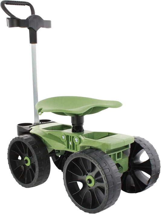 TheXceptional Wheelie with Tool Toter Handle | American Made Rolling Scoot and Tool Rack | Garden Cart with Seat | Made in USA by Vertex | Model EX540