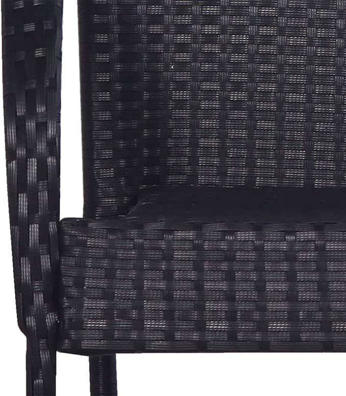 5 Piece Patio Dining Set, Outdoor Wicker Table and 4 Stackable Chairs, Weather-Resistant Poly Rattan Furniture for Garden, Backyard, Poolside, Black