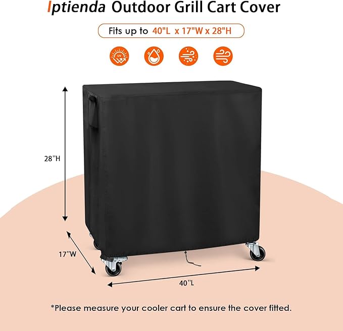 Outdoor Table Cover for EUTRKei Portable Griddle Table, 40 inch Grill Table Cart Cover Waterproof for DeintYei Grill Table/BBQ Cart/Cooler Cart,Black-40"L x 17" W x 28" H