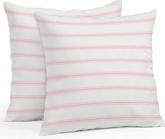 Vandarllin Outdoor Throw Pillows Covers 24x24 inch Set of 2 Waterproof Pink Stripes Decorative Zippered Cushion Covers for Patio Furniture, Abstract Lines Striped Lumbar Pillowcases