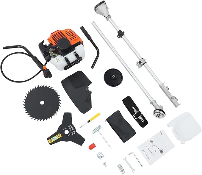 Brush Cutter, 2-Stroke 42.7CC 1.25KW Gas Lawn Edger Air Cooled Weed Wacker Multifunction Weed Eater Aluminum Gas Powered Weed Trimmer Garden Trimmer w/0.2 Gal Fuel Tank Capacity&3 Brush Cutter