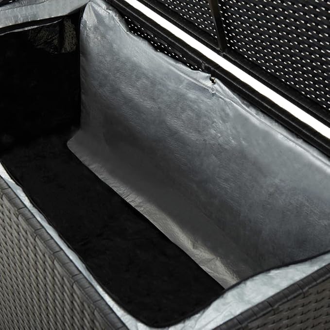 Outdoor Rattan Wicker Garden Storage Box, Patio Deck Storage Box, Patio Storage Container for Indoor, Patio Furniture Cushions, Pool Supplies,Poly Rattan 39.3"x19.6"x19.6" Black,-229