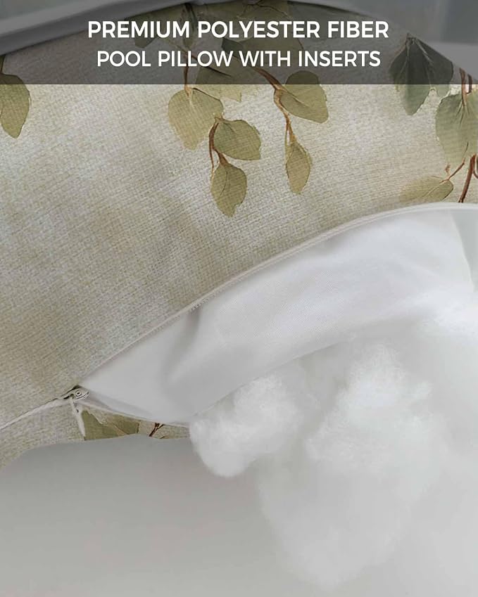 Pack of 2 Outdoor Lumbar Cushions with Inserts, Spring Leaf Plant Vintage Linen Oil Painting Waterproof Fluffy Fade Body Pillows, Patio Furniture Pillow for Home Balcony Garden Decor 11x16IN