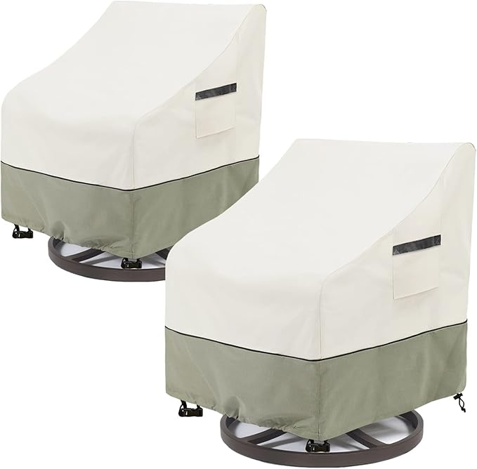 Outdoor Swivel Lounge Chair Cover 2 Pack,(35 W x 37 D x 38.5 H inches) 100% Waterproof Heavy Duty Outdoor Chair Covers,Patio Furniture Cover for Swivel Patio Chair,Beige