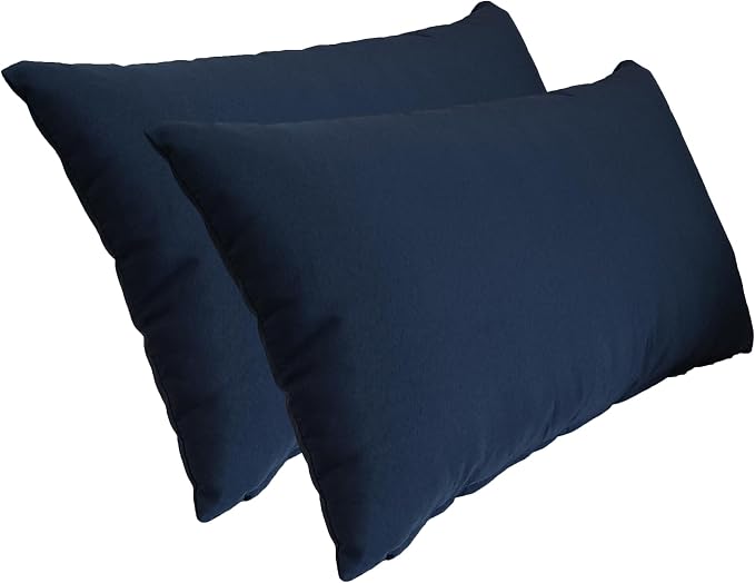 ADLIVWYD Lumbar Pillows for Indoor Outdoor uses,Waterproof Removable Cover with Zipper Outdoor Pillows Set of 2 for Patio Furniture,12×20 Inch (Navy Blue)