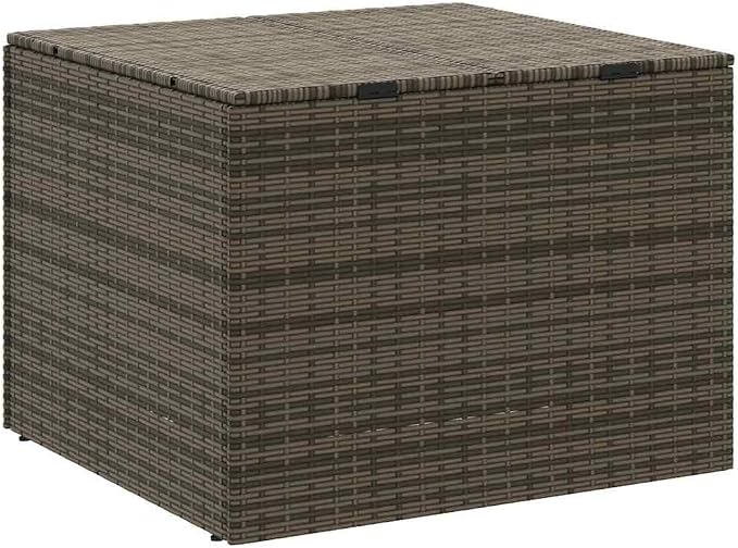 Garden Storage Box 76.9 Gallon Poly Rattan Deck Box for Outdoor Patio Cushions and Tools Rectangular Woven Storage Bin for Garden and Terrace Grey 31.5 x 29.5 x 23.2 in