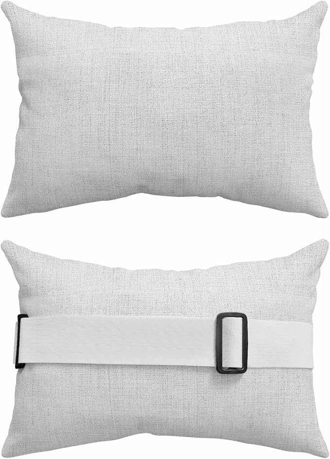 White Outdoor Lumbar Pillow 11x16 Inch, Farmhouse Burlap Solid White Color Modern Linen Texture Waterproof Throw Pillow Covers with Insert, Decorative Chair Cushions for Patio Garden Recliner