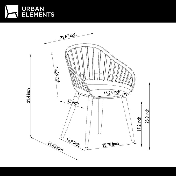 Urban Elements Nature 5-Piece Wood Patio Furniture Set | Teak Finish 100% FSC Eucalyptus | Backyard Furniture, Outside Table and Chairs, Round Outdoor Dining Set for 4, Patio Dining Set for 4 (Grey)