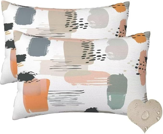 Outdoor Pillows Waterproof Set of 2 Outdoor Pillow Covers 16x24 Inch, Modern Throw Pillows Nordic Pillow Covers, Summer Garden Decorative Pillows Outdoor Pillows for Patio Furniture Home Decor -hs218