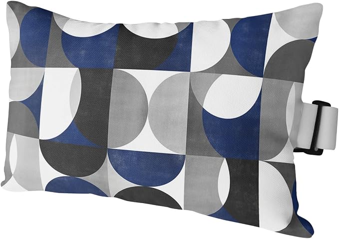 Outdoor Pillows Covers with Inserts Retro Middle Ages Abstract Geometic Blue Gray Pattern Waterproof Pillow with Adjustable Strap Throw Pillows for Patio Furniture Recliner Lounge Chair, 12"x20", 1PCS