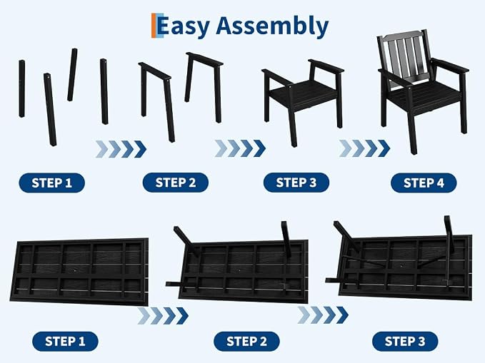 GarveeLife Outdoor Dining Chairs Set of 4, HDPE Patio Chairs 650LBS Capacity All-Weather Yard Armchair with Slatted Seat, 23.9" Wide Heavy Duty Modern Backyard Furniture for Garden, Poolside, Deck