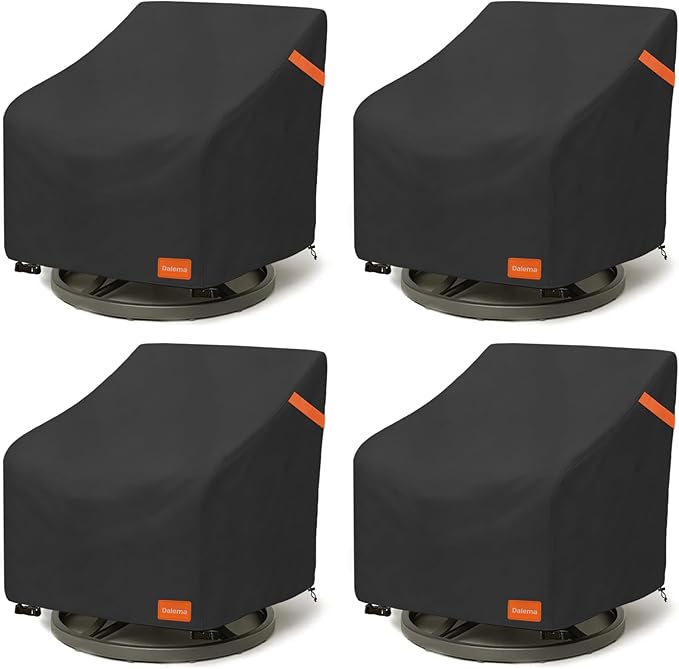 Outdoor Swivel Chair Cover 4 Pack,600D Heavy Duty 100% Waterproof Outdoor Chair Covers,Patio Furniture Covers for Swivel Patio Chairs,37.5" W x 39.25" D x 36" H,Black