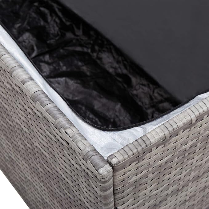 Outdoor Rattan Wicker Garden Storage Box, Patio Deck Storage Box, Patio Storage Container for Indoor, Patio Furniture Cushions, Pool Supplies,Poly Rattan 39.4"x19.7"x19.7" Gray,-231