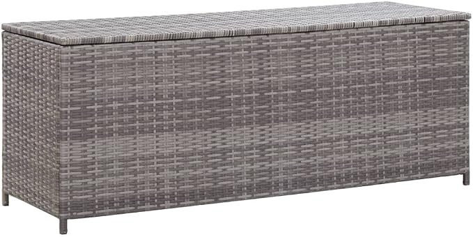 Patio Storage Box,Outdoor Toy Box,Patio Storage Box,With Gas Lift Mechanism,for Indoor or Outdoor Cushion Storage, Garden Tools Box Container Gray 47.2"x19.7"x23.6" Poly Rattan