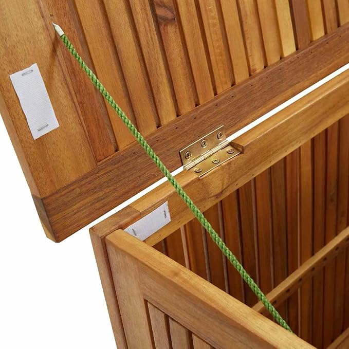 Solid Acacia Wood Storage Box with Rustic Finish, Medium Rectangular Trunk for Outdoor and Indoor Storage, Wooden Container for Organizing Cushions Tools and More, 1 Piece