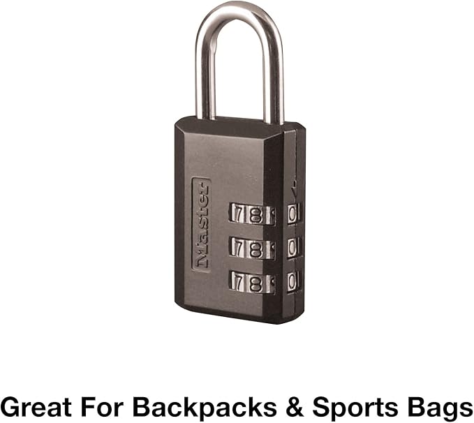 Greesum 31 Gallon Resin Deck Box Large Outdoor Storage for Patio Furniture, Garden Tools, Pool Supplies, Weatherproof and UV Resistant, Lockable, Dark Black & Master Lock Combination Padlock, 1, Black