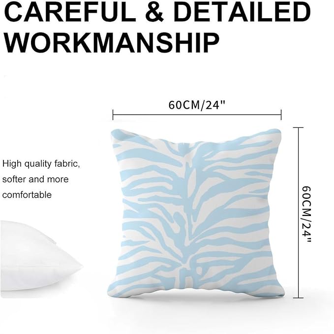 Blue Tiger Print Throw Pillow Covers Animal Tiger Print Pillow Covers 24x24 INAbstract Accent Square Couch Sofa Cushion Covers for Patio Furniture Garden