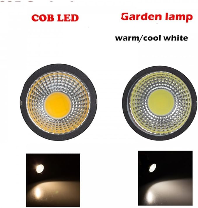 LemonBest® High Power Outdoor Decorative Lamp Lighting 5W COB LED Landscape Garden Wall Yard Path Light Warm Cool White DC 12V w/Spiked Stand, Pack of 2 (Warm White)