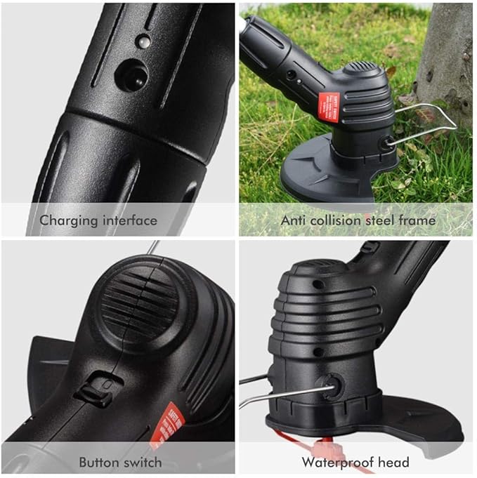 Electric Weed Wacker Cordless Stringless Garden Tool Cordless Lawn Trimmer Cordless Rechargeable Grass Trimmer String Grass Trimmer with 20 Blades for Garden Lawn Weeding (U.S. regulations)