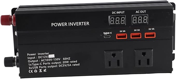 12V to 120V Power Inverter 700W Continuous / 4000W Peak, Car Inverter with LCD Display and USB Ports for Small Electronics(Not for High-Power Appliances)