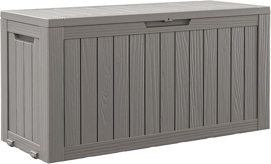 Bifanuo Outdoor Storage Box Waterproof, Resin Deck Box with Lockable Lid，Patio Storage Box Indoor and Outdoor Use for Cushions, Garden Tools & Package Delivery, UV Resistant (Grey, 72 Gallon)