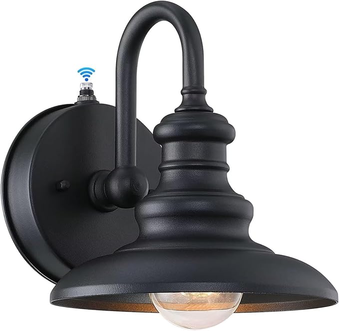 Dusk Dawn Sensor Outdoor Wall Sconce Black Exterior Gooseneck Barn Light | Waterproof Farmhouse Wall Mount Porch Lighting Fixture Anti-Rust Outside Lantern for House Garage Entryway