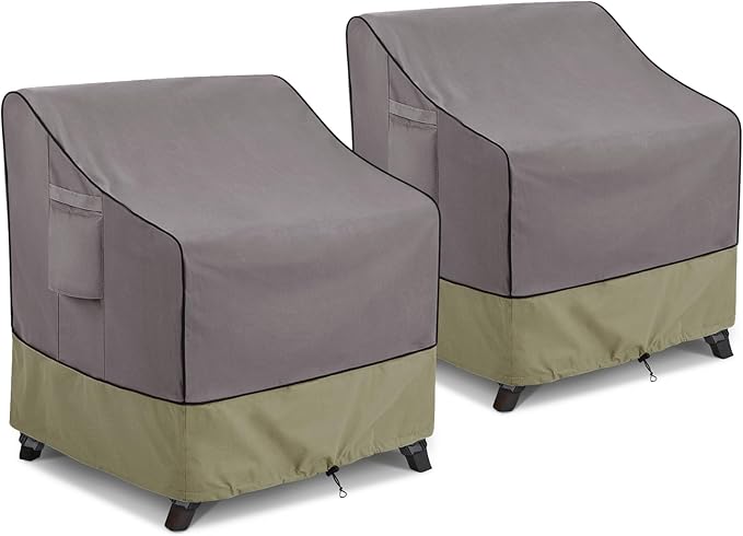 KylinLucky Large Waterproof Chair Covers Outdoor - Patio Chair Cover Waterproof Fits up to 38W x 31D x 29H inches Windproof Protector for Oversized Patio Chairs, 2 Pack Grey