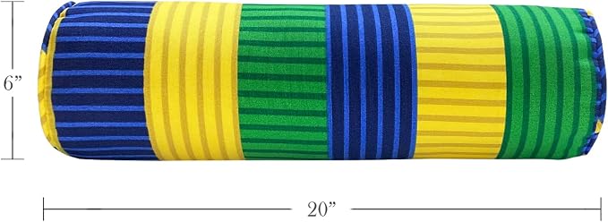 Outdoor Waterproof Decorative Bolster Pillows with Inserts for Patio Furniture, 20x6 Inch Fade Resistant Patio Garden Neck Roll Cushions for Couch Bed Sofa, Striped Multi