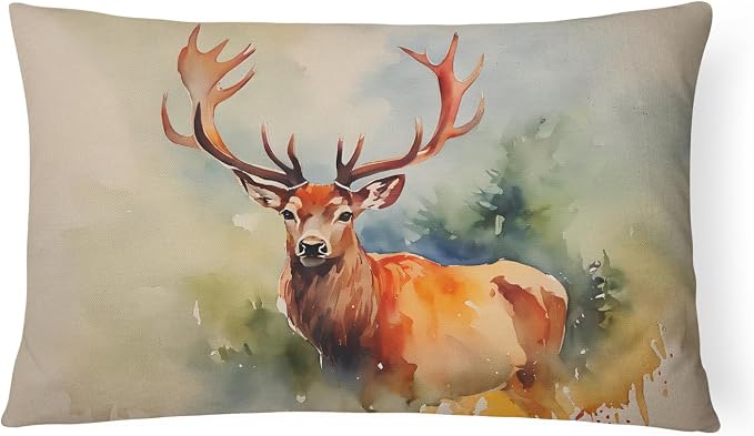 Caroline's Treasures DAC2988PW1216 Deer Stag Throw Pillow Machine Washable, Indoor Outdoor Decorative Pillow for Couch, Bed or Patio, 12HX16W