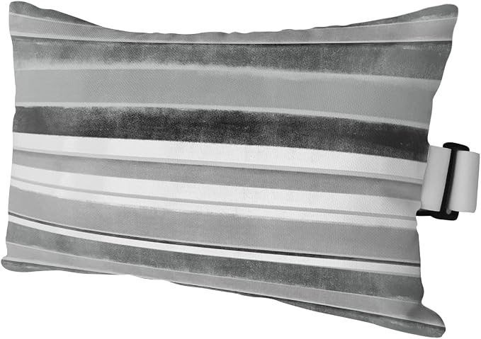 Outdoor Pillows Covers with Inserts Northern Europe Grey Vintage Stripes Waterproof Recliner Pillow with Adjustable Strap Throw Pillows for Patio Furniture Pool Lounge Chair, 11x16 inch, 1PCS