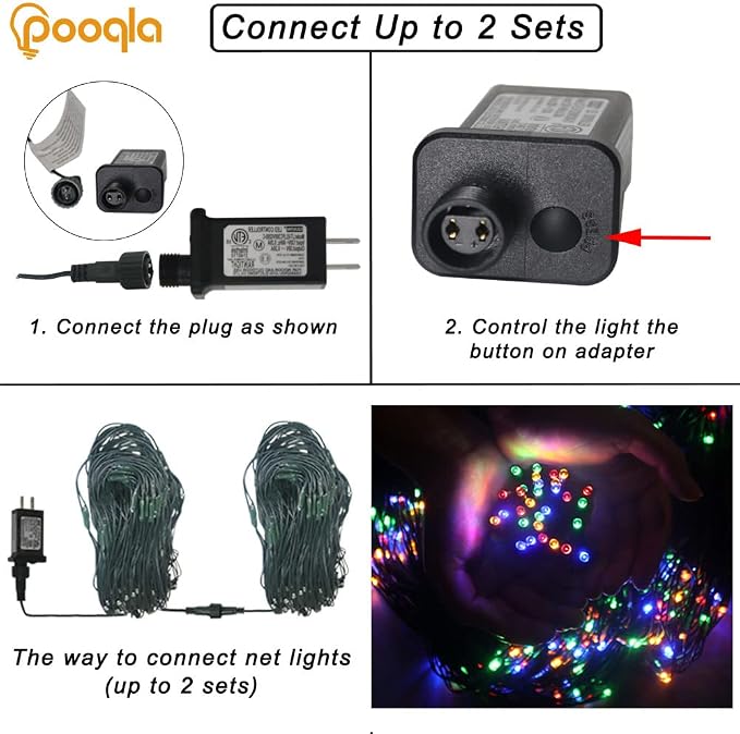 Colorful Net Lights, 21x 5ft Christmas Lights Outdoor Green Wire | 360 LED Large Net Mesh Lights Plug in, 8 Modes Waterproof Connectable Multicolor Bushes Lights for Christmas Hedge Yard Decor