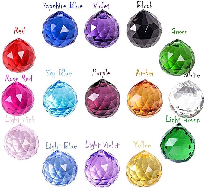 MerryNine 30mm/1.18" 15 Pack Crystal Ball Prism Sun Shine Catcher Rainbow Pendants Maker, Hanging Crystals Prisms for Windows, for Feng Shui (Multicolor)