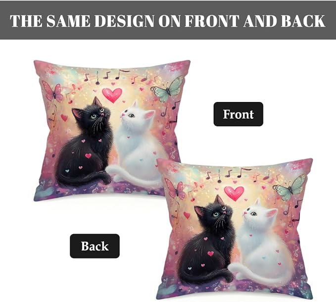 20x20 Inch Outdoor Pillow Covers Set of 2 Waterproof Throw Pillow Covers Decorative Couch Cushion Covers Cats Music Notes Square Pillowcases Protectors for Patio Garden Sofa
