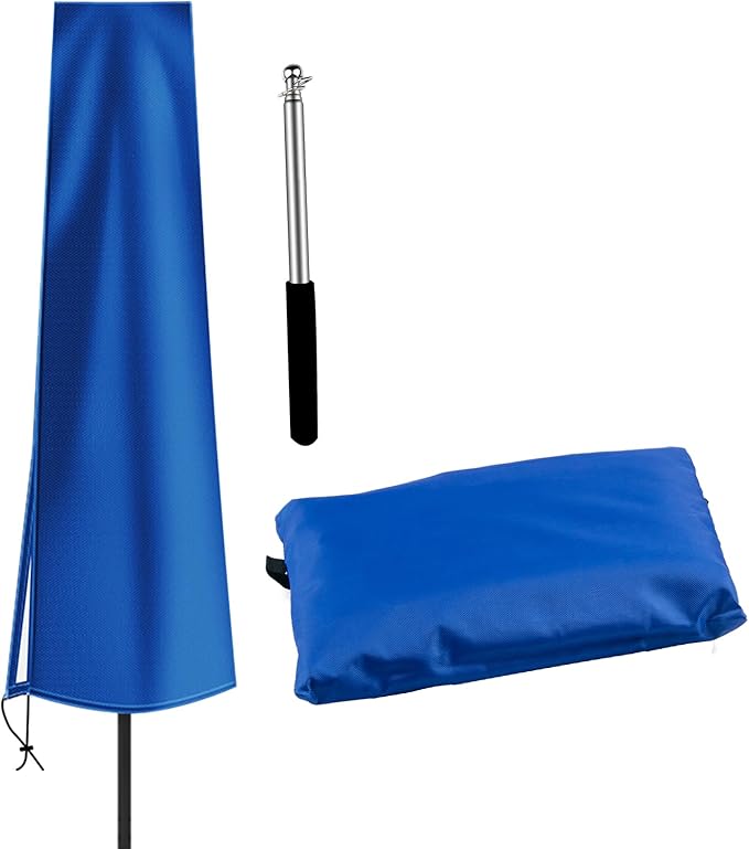 Dafire Patio Umbrella Cover for 7FT to 9FT Patio Umbrellas,1.7m Parasol Covers (Blue 420D),Oxford Fabric Waterproof Market Umbrella Cover with Zip,Parasol Covers for Outdoor Umbrellas with Rod