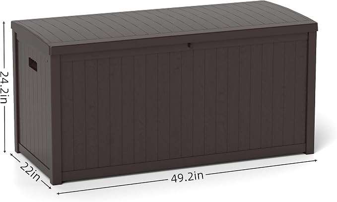 ZYJOYY Outdoor Storage Box, 120 Gallon Waterproof Deck Box with Lid Indoor and Outdoor Use, Resin Storage Bin for Package Delivery, Patio Cushions, Gardening Tools, Lockable, UV Resistant