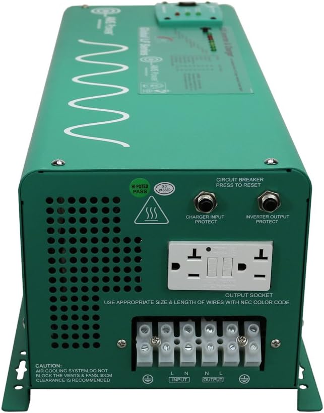 AIMS 2500W 12V Pure Sine Inverter Charger w/Transfer Switch 120V Backup