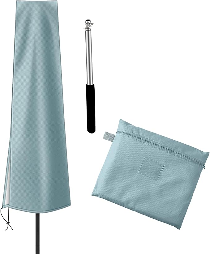 Dafire Patio Umbrella Cover for 7FT to 9FT Patio Umbrellas,1.7m Parasol Covers (Grey 420D),Oxford Fabric Waterproof Market Umbrella Cover with Zip,Parasol Covers for Outdoor Umbrellas with Rod