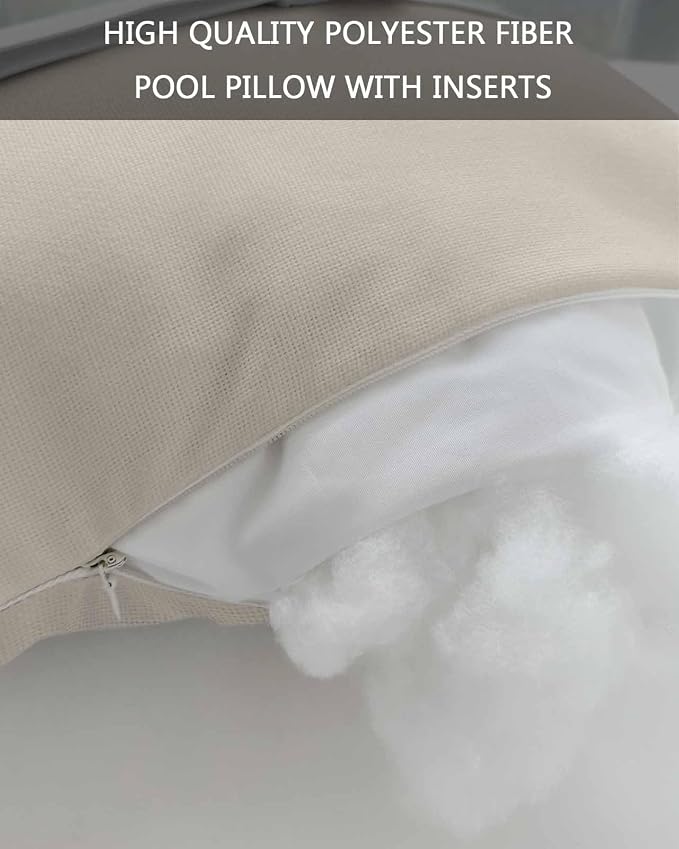 Outdoor Pillow for Lounge Chair with Strap & Insert Swan White Recliner Head Pillow Simple Style Waterproof Headrest Patio Lumbar Pillows for Beach Pool Office Chaise Chair 12x20 Inch