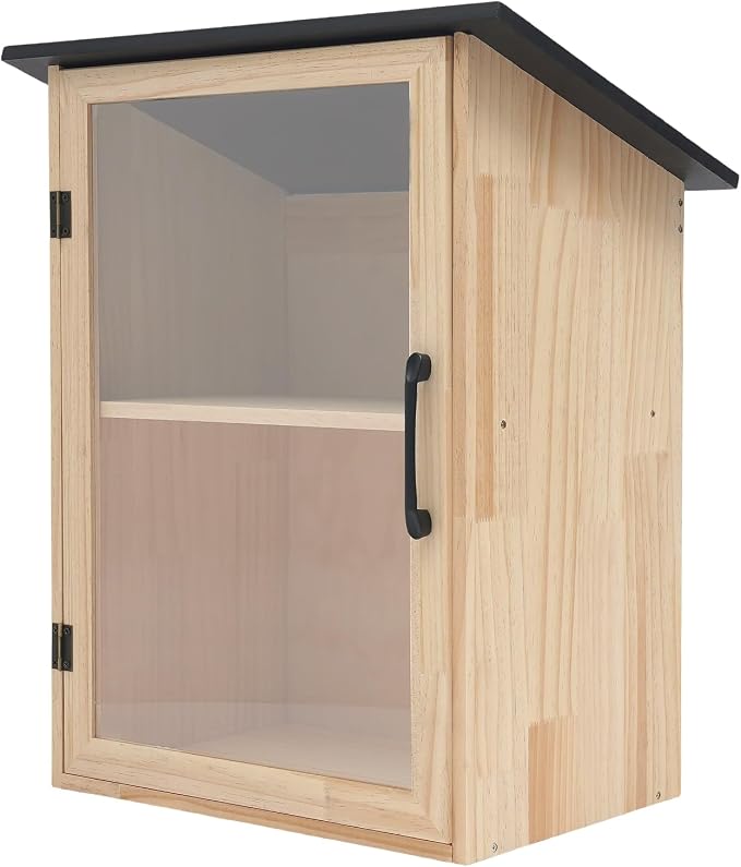 Outdoor Library Box, 15.7x11x22.4inch Wood Literature Exchange Box DIY Little Wood Cabinet with Waterproof Roof and Shelf for Outside Neighborhoods Community and Schools Sharing Books (Sloped Roof)