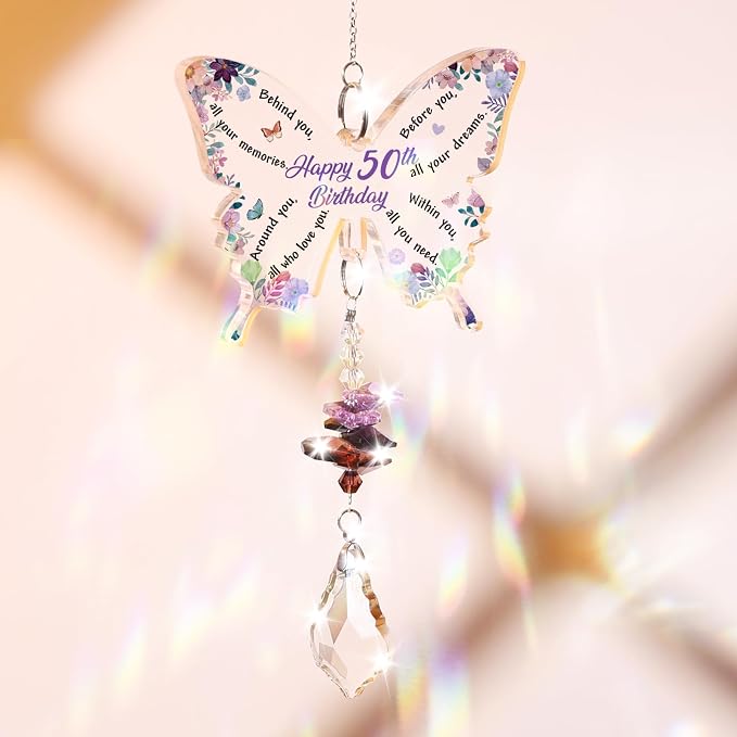 Funnli 50th Birthday Gift for Her, 50th Birthday Decorations Suncatcher