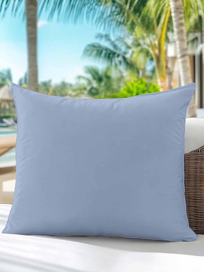 Vandarllin Waterproof Outdoor Pillow 1 Pack Solid Color Decorative Throw Pillows Cover & Insert 18x18 Inch Pillowcase Light Blue Square Pillows for Couch Sofa Bed Patio Furniture Indoor Outdoor